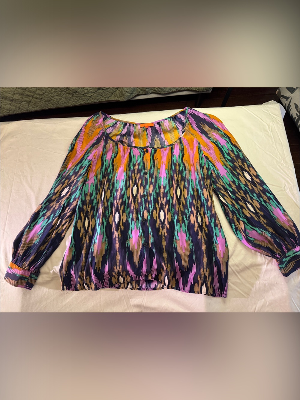 glam Multicolor Ikat Blouse with Teal, Orange & Purple